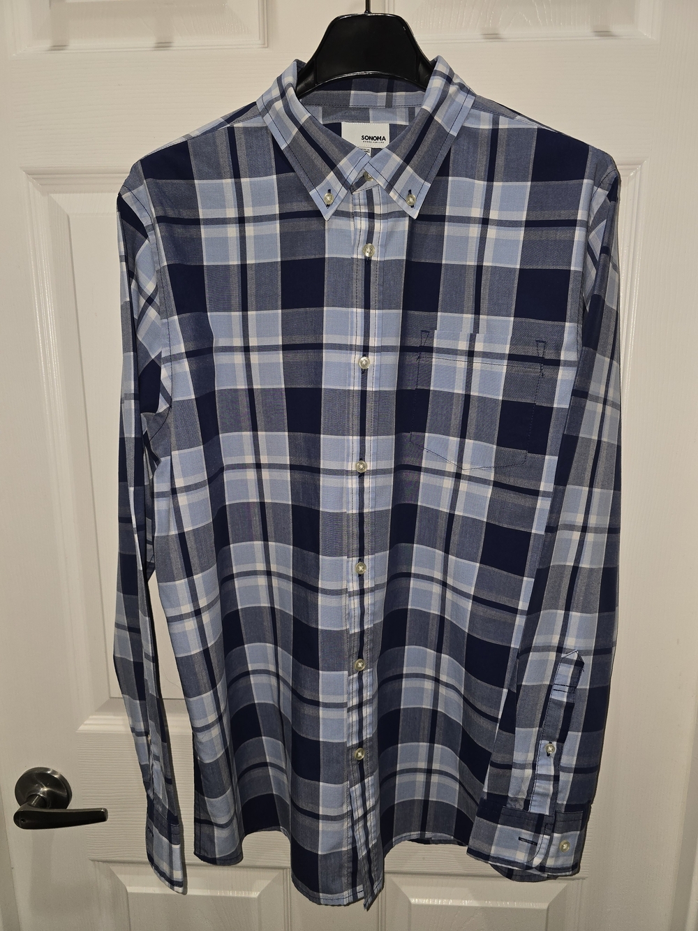 SONOMA Men’s Blue Plaid Button-Down Shirt